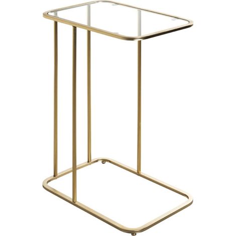 Table d'Appoint Design "Verre Trempé" 65cm Or (1/5)