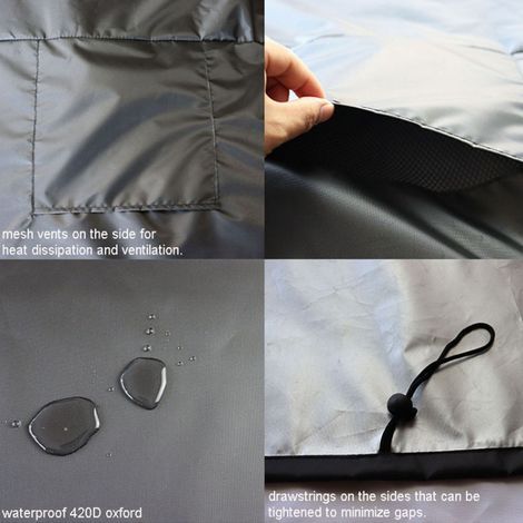 Housse de Protection pour Pompe à Chaleur de Piscine - Résistant aux intempéries et Isolante - 420D Oxford Silveré Noir - Format 86x79x101cm (1/5)