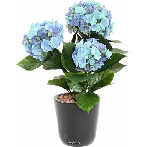 Hortensia artificiel 3 têtes en piquet pour extérieur H 45 cm Lavande - couleur: Lavande (1/3)