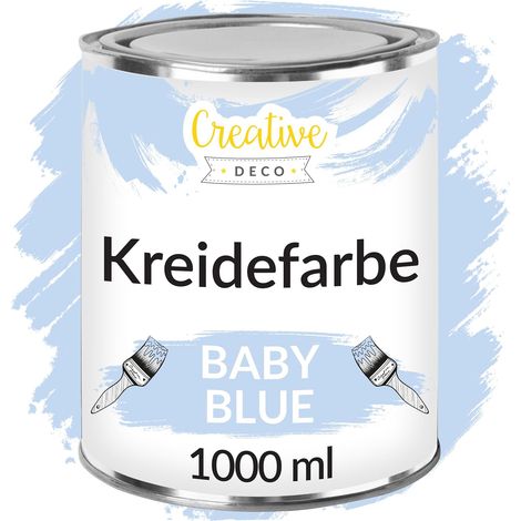 Creative Deco Kreidefarbe Babyblau 1L Matt und Abwaschbar für Holzmöbel (1/5)