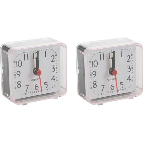 Deux mini horloges de table multifonctionnelles portables et mignonnes, à l'effigie de dessins animés (blanches) (1/5)