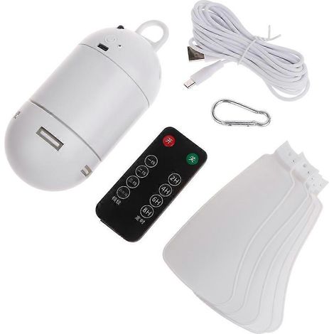 USB-Deckenventilator, 4000 mAh, 4 Geschwindigkeitsstufen, Fernbedienung, Timer, leiser Hängeventilator für Camping