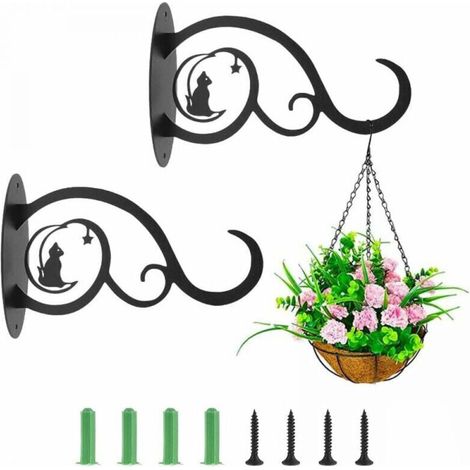 Support Plante Mural Balcon,（2pcs） Crochet de Suspension en Fer Forgé Panier Suspendu，Murale pour Plantes Décor Extérieur pour Balcon de Jardin de Plante décor Mural