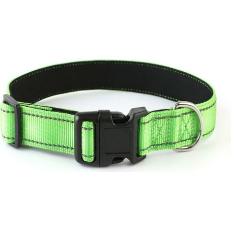 Fournitures pour animaux de compagnie Colliers en tissu reflechissants Chiens Colliers de bouton de tete de chat Colliers (Vert, XL:2.542-70cm)