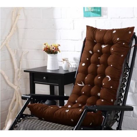 Coussin Chaise Longue - 125 x 48 x 8 cm - Microfibre - Pour Jardin Terrasse Extérieur - Marron - 1 Pièce (1/4)