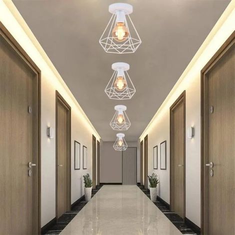 Yowei 4pcs Moderne Plafonnier en Cage Couloir Blanc Lustre Suspension Vintage en Fer pour Salon Chambre,2020cm (1/4)