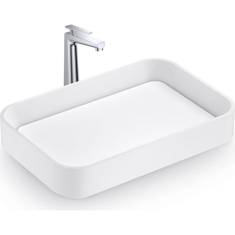 BERNSTEIN - Vasque à poser 60x40x11cm en fonte minérale - blanc mat - NT38 (1/5)
