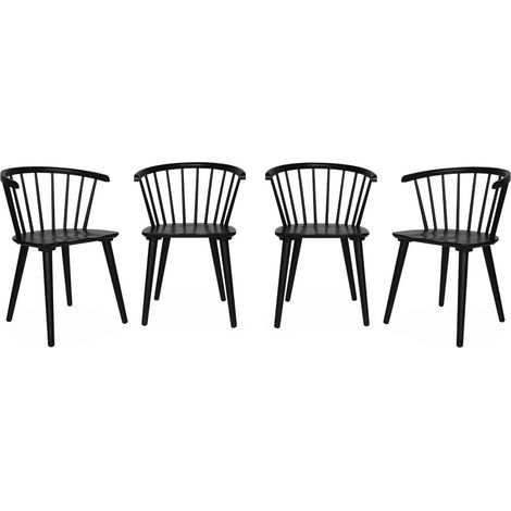 Set of 4 wooden and plywood chairs Black 53x47.5x76 cm - Paula
