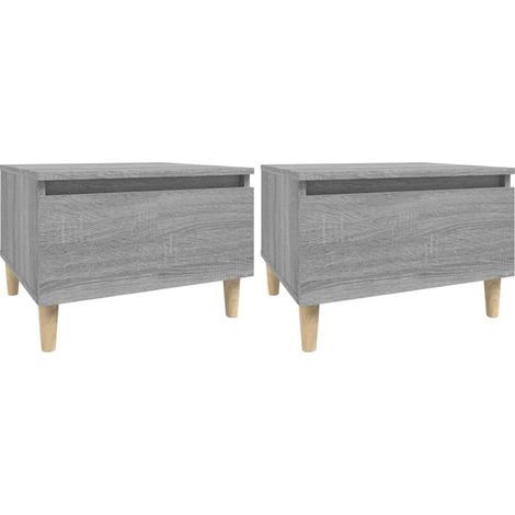 Conjunto de 2 mesitas de noche con cajón 50 x 46 x 35 cm en madera contrachapada gris DEC032649 (1/5)