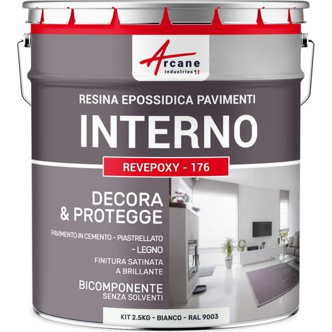 Resina Epossidica per pavimenti di cucina e bagno decorativa - REVEPOXY - 176 - 2,5 kg (fino a 12,5 m² in 2 strati) Bianco - RAL 9003 - ARCANE INDUSTRIES (1/2)