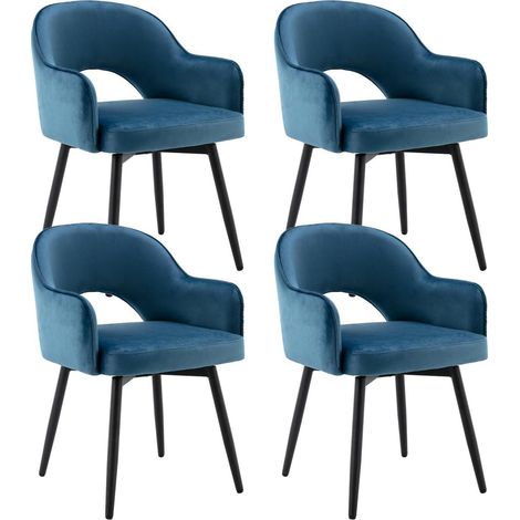 Esszimmerstühle 4er Set, drehbar, Samt, mit Armlehne, blau (1/5)