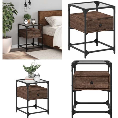 Nachttisch Braun Eichen-Optik 40x40x55 cm Holzwerkstoff - Nachttisch - Beistelltisch - Wohnzimmerstil - Esszimmermöbel - Eiche Optik - Home & Living (1/5)