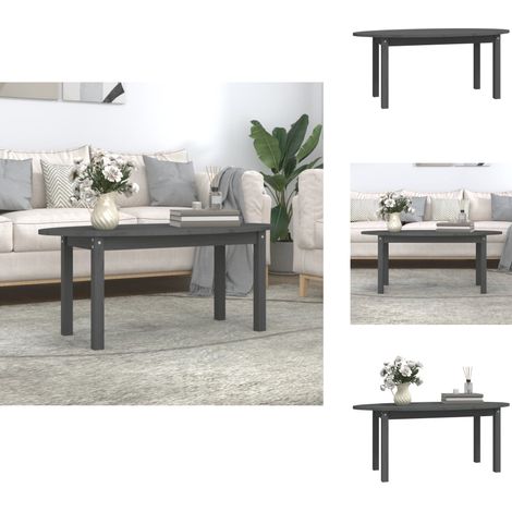 Table basse Gris 110x55x45 cm Bois massif de pin - Table Basse - Meuble Salon - Table D'appoint - Table Ronde - Bois Massif (1/5)