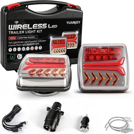 Ensemble De Feux Arrière LED Magnétiques Sans Fil Pour Remorque, Feux Arrière Dynamiques 12V Sans Câble, Feux De Remorque Étanches Avec Homologation Pour Camions, Bateaux Et Camping-Cars (1/5)