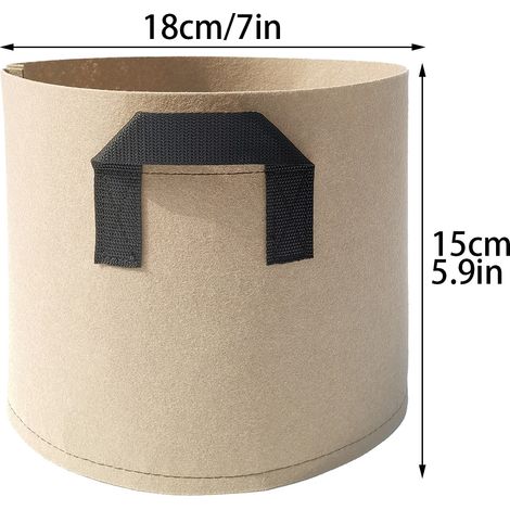 Lot de 5 sacs de culture en feutre renforcé, pots de plantation en tissu non tissé - 10 gallons avec doubles anses (40x30 cm) (1/5)