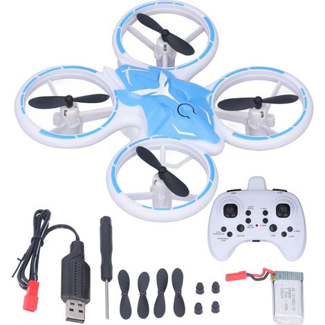 Drone Mini Enfants Débutants 2.4G 6 Axes LED, Mode Sans Tête, Décollage 1 Touche, Quadricoptère RC Bleu