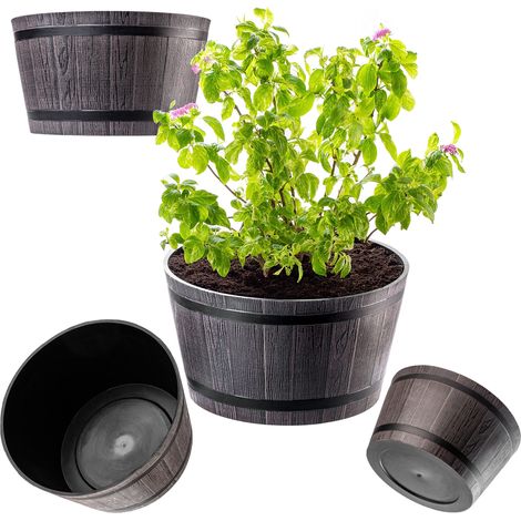 KADAX Blumentopf, Blumenkübel aus Kunststoff, runder Pflanzkübel, 40cm, braun (1/5)