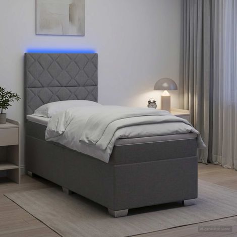 Lit boxspring avec matelas Gris clair 90 x 190 cm Tissu (1/5)