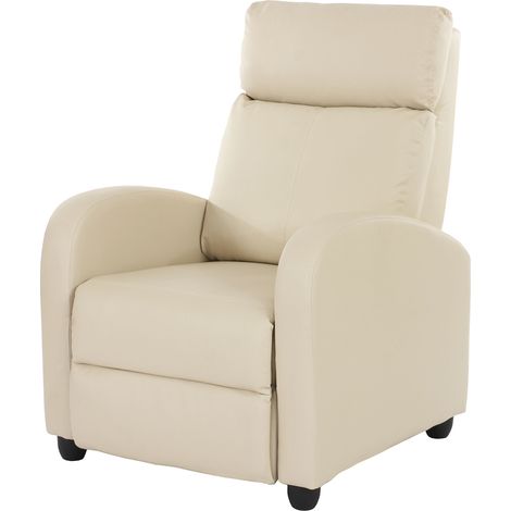Poltrona relax reclinabile TV elegante Denver ecopelle 92x72x105cm avorio