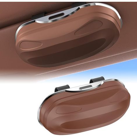 Parasole per auto, custodia per occhiali da sole, scatola protettiva e organizer per occhiali con clip, accessori per interni per SUV, berline e camion - Marrone