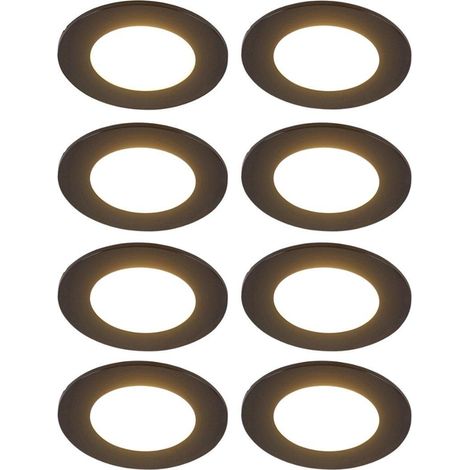 QAZQA Blanca Spot encastré - set de 8 - 9x9cm - incl. LED - réglable en 3 étapes - IP44 - noir mat (1/5)