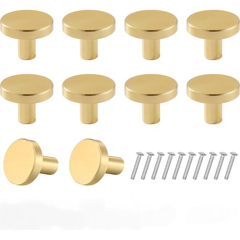 10 Pcs Bouton de Meuble Or 25mm Aluminium Alliage Double Usage Poignée de Placard Moderne Ronde Gold 25 × 20 mm (1/5)