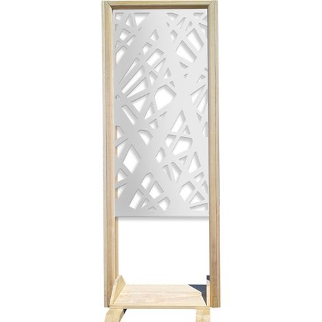 DIAGONAL LARGE - Paravent modulable - 70x190 cm - en bois et PVC - Couleur : blanc