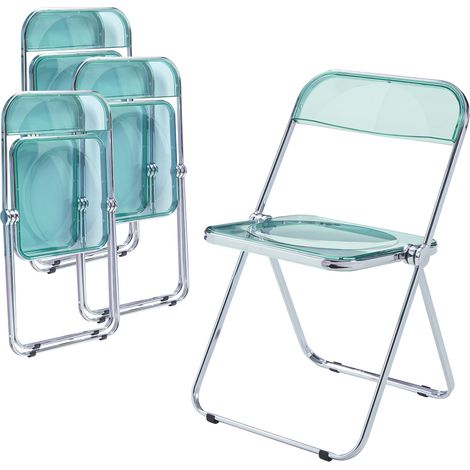 Juego de 4 sillas de camping plegables 74 x 46 x 47 cm verde menta 030009853