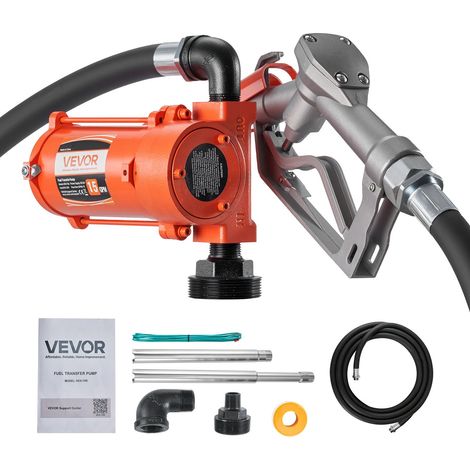 Pompe Transfert Carburant 57 L/min Pompe Transfert Gasoil Fonte 12 V CC avec Pistolet Manuel, Tuyau de Refoulement, Protection contre Surchauffe, Antidéflagrante, pour Essence Diesel Kérosène (1/5)