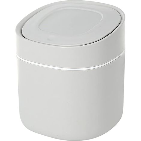 Small Table Trash Can, Mini Desktop Kitchen Trash Can, Mini Bathroom Trash Can With Button Lid, Mini Desktop Trash Can, For Bathroom, Kitchen, Office, Gray (1/5)