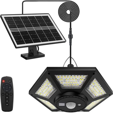 180 LED Lampe Solaire Intérieur Extérieur 1000LM Lampe Suspendue, 5 Modes Kit Eclairage avec Télécommande IP65 étanche pour Maison J (1/4)