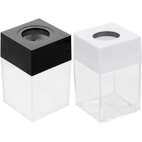 Lot de 2 distributeurs de trombones magnétiques carrés pour bureau-7.1X4.2X4.2cm (1/4)
