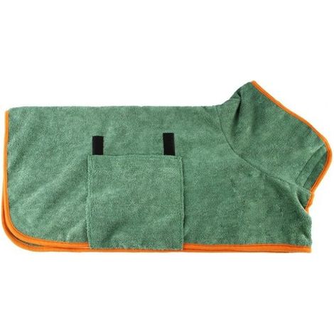 Peignoir en microfibre pour chien, vert, taille L (24-35 kg), manteau de séchage super absorbant pour animaux de compagnie, séchage extra rapide avec fermeture Velcro, convient aux chiens de grande, m (1/2)
