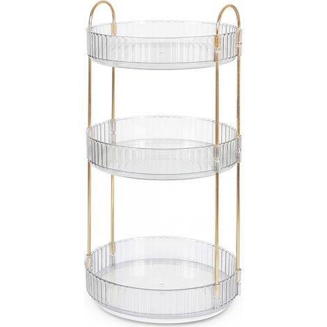 ilus Makeup Organiser 360 Rotating Spinning 3 Tiers Cosmetic Storage White (1/5)