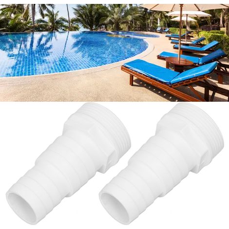 Anschlussadapter für Schwimmbadfilterpumpen – 2 Stück, 47 mm (1-1/2") Außengewinde, Anschluss für Schläuche mit 32–38 mm Außendurchmesser, robustes Kunststoffmaterial