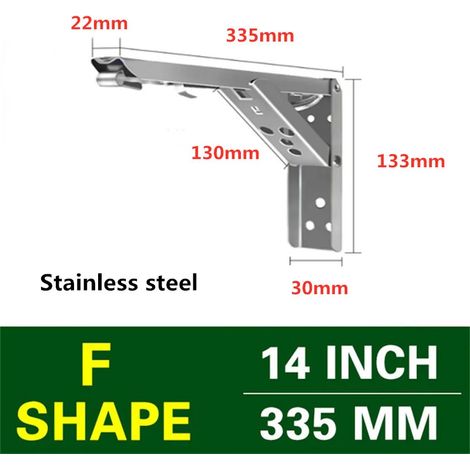 (14 pouces, acier inoxydable - Universel - FR) Support mural triangulaire pliable et réglable pour banc, table, étagère, meubles, quincaillerie de support robuste (1/5)