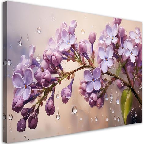 Tableau déco Fleurs de lilas Gouttes de rose 100x70 (1/5)