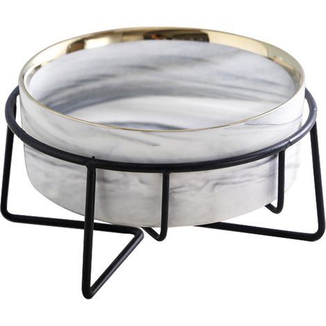 Dazzling Ceramic Elevated Cat Bowls, Gift for Cat Owner, Birthday (Medium,Grey) (1/4)