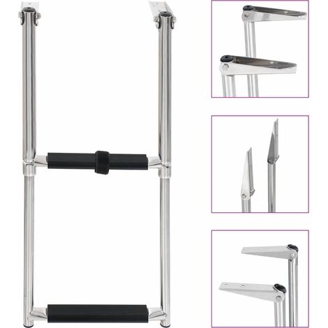 vidaXL Escalera de embarque plegable 2 peldaños acero inoxidable (1/5)