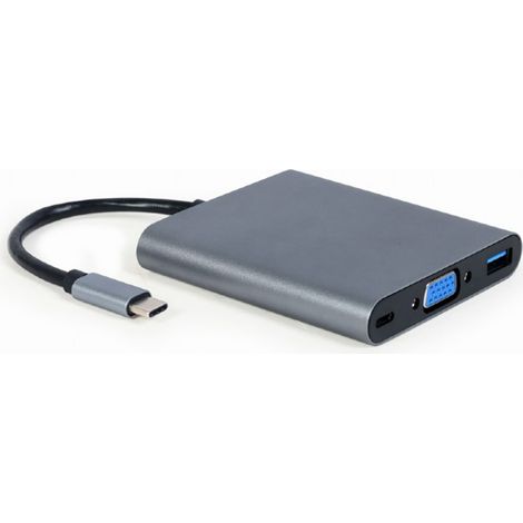 Gembird A-CM-COMBO6-01 station d'accueil pour ordinateur portable/réplicateur de ports USB 3.2 Gen 1 (3.1 Gen 1) Type-C Gris (1/4)