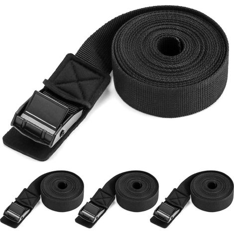 4er Set Zurrgurte 2,5cm x 3m bis 250kg mit Klemmschloss und Kratzschutz