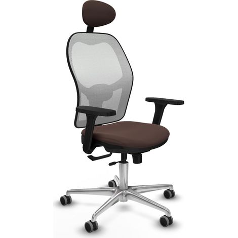 Chaise de bureau piqueras y crespo Jorquera similicuir marron aluminium (1/2)