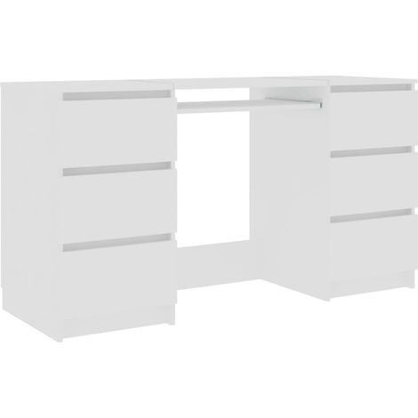 Bureau table poste de travail meuble d'ordinateur informatique étude 140 x 50 x 77 cm bois d'ingénierie blanc