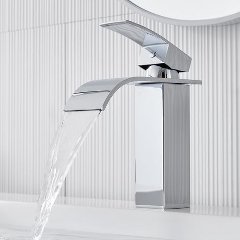 Robinet cascade de salle de bain, brossé, robinet à poignée unique, tuyau d'alimentation en eau (chaude et froide), évier de camping-car, hôtel de ferme (1/5)