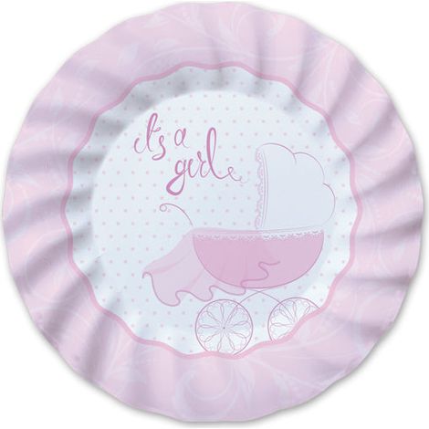 Big Party Piatti Carta D 20 Cm It's a Girl Cf 8 Pz Rosa