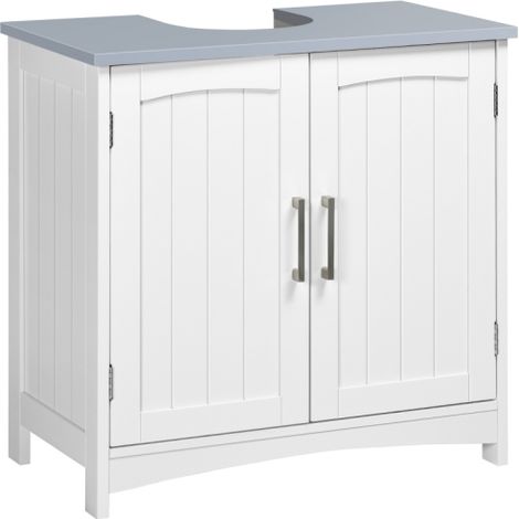 Modern White Under Sink Cabinet with Double Doors, Adjustable Shelves, Bathroom Vanity Storage Unit for Organized Spaces