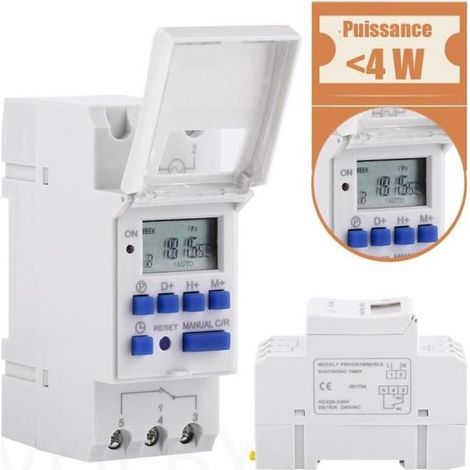 VGEBY Minuterie numérique Interrupteur horaire à affichage numérique Minuterie électronique programmable hebdomadaire (AC220V HB051 (1/3)