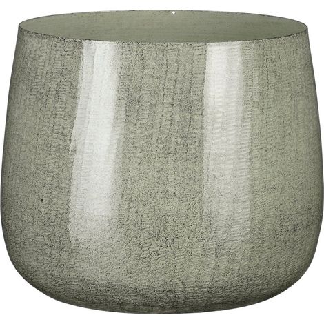 Cache-pot en Métal Style Industriel Gris Clair Ø24 x H22 cm Décoration Intérieure - PANGIVO (1/5)