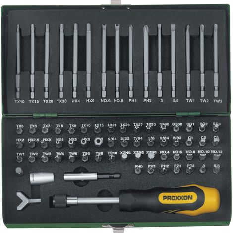 Proxxon Industrial 23 107 Kit inserti 75 parti Taglio, Croce Phillips, Croce Pozidriv, Tri-Wing, Quadrato interno, Clut (1/5)