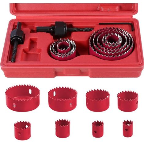 11-Piece Bi-Metal Carbon Steel Hole Saw Kit 19-64mm Hole Saw Set in Case for Wood, Plasterboard and Drywall (1/4)